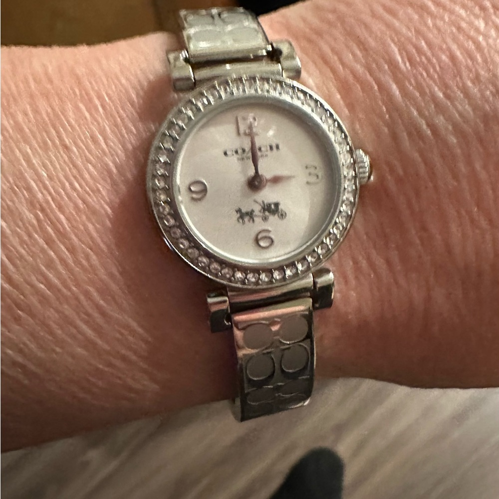 Coach Silver Bracelet Watch with Crystal Details